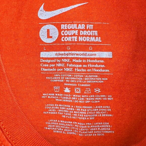 Nike Mens T Shirt Top Play Hard Ball Regular Fit Short Sleeve Orange White Large - Picture 5 of 5